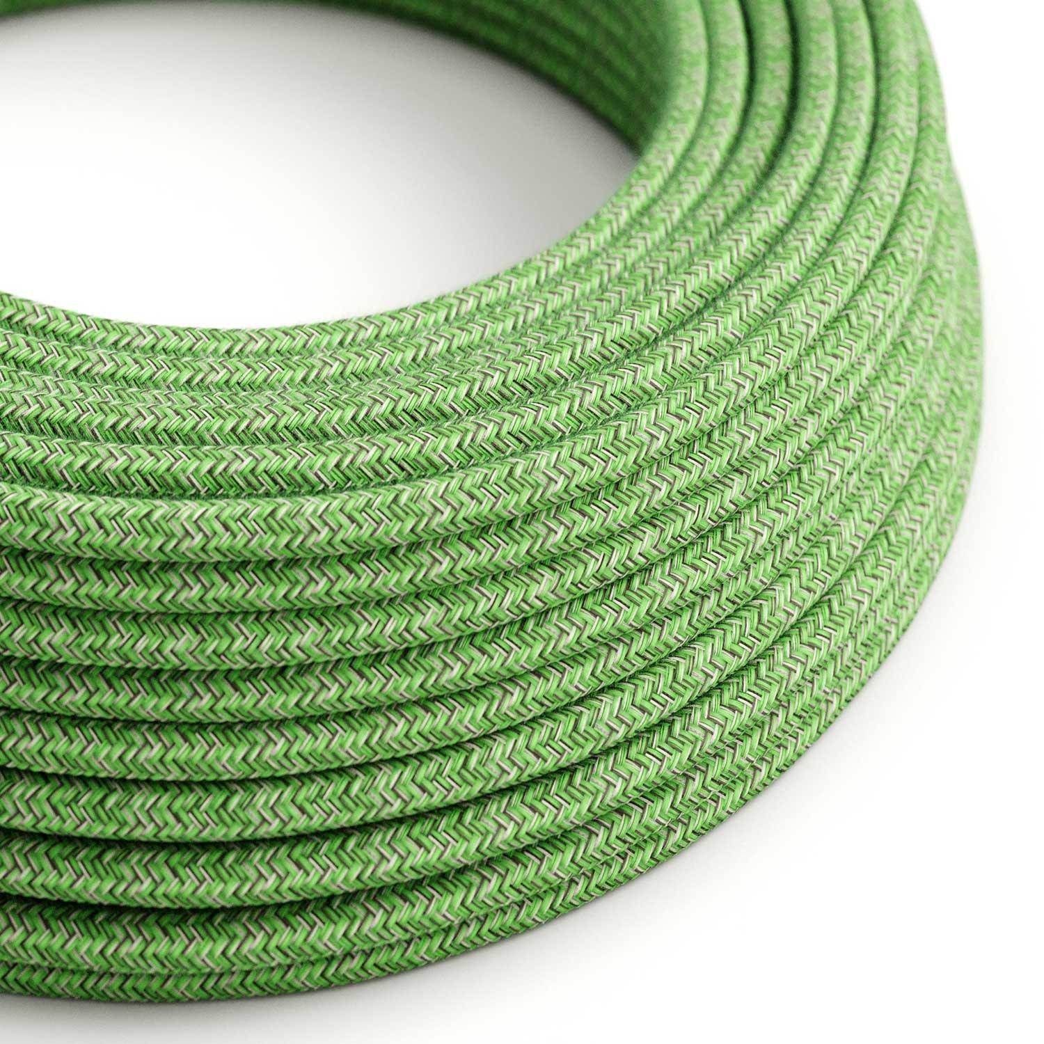 Cablu textil verde Cotton Bronte - Originalul Creative-Cables - RX08 rotund 2x0.75mm / 3x0.75mm