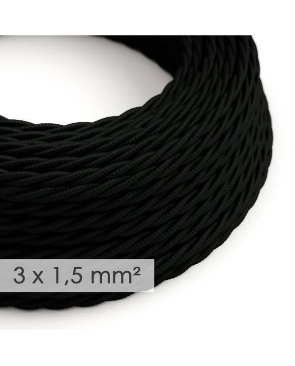 Nagy keresztmetszetű elektromos kábel 3x1,50 csavart - műselyem Fekete TM04