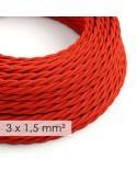 Large section electric cable 3x1,50 twisted - covered by rayon Red TM09