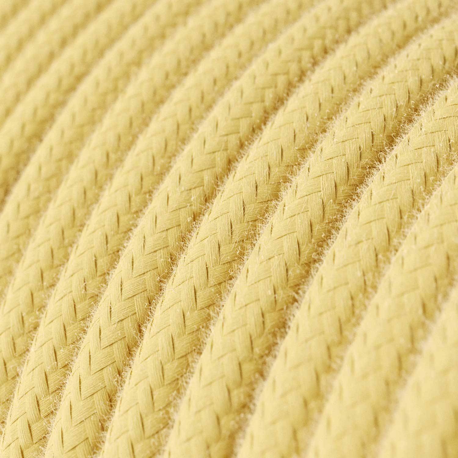 Cable Eléctrico Redondo Recubierto en Algodón Amarillo Pastel RC10