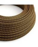 Glossy Gold and Charcoal Black ZigZag Textile Cable - The Original Creative-Cables - RZ24 round 2x0.75mm / 3x0.75mm