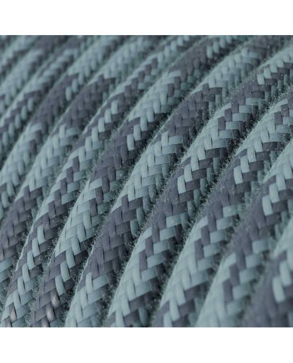 Cotton Stone Grey and Ocean Blue Houndstooth Textile Cable - The Original Creative-Cables - RP25 round 2x0.75mm / 3x0.75mm