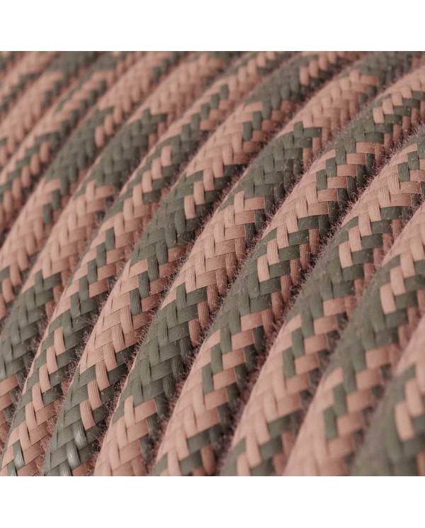 Cotton Antique Pink and Grey Houndstooth Textile Cable - The Original Creative-Cables - RP26 round 2x0.75mm / 3x0.75mm