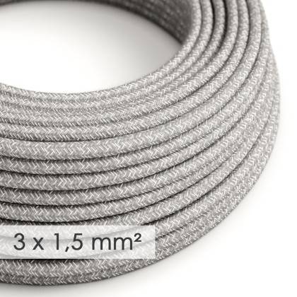 Cable electrico de sección grande 3x1,50 redondo - Lino Natural Gris RN02