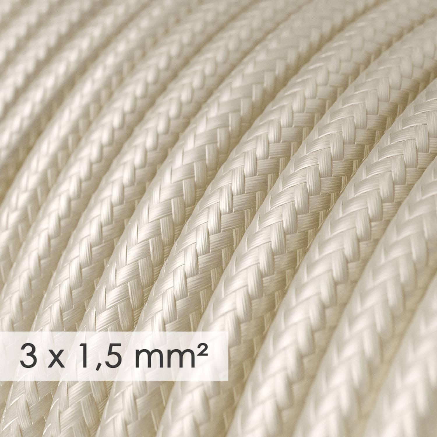 Large section electric cable 3x1,50 round - covered by rayon Ivory RM00