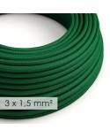 Cable electrico de sección grande 3x1,50 redondo - Tejido Efecto Seda Verde Oscuro RM21