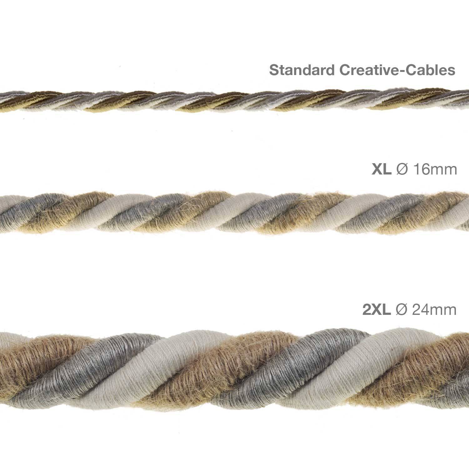 Elektrisches Tauseil XL 3x0,75 aus Jute, Baumwolle und natürliche Leinen Country. Durchmesser 16 mm