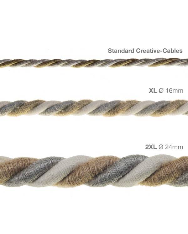 XL ledning 3x0,75. Betrukket med hør, bomuld og jute - Country. Diameter 16mm.