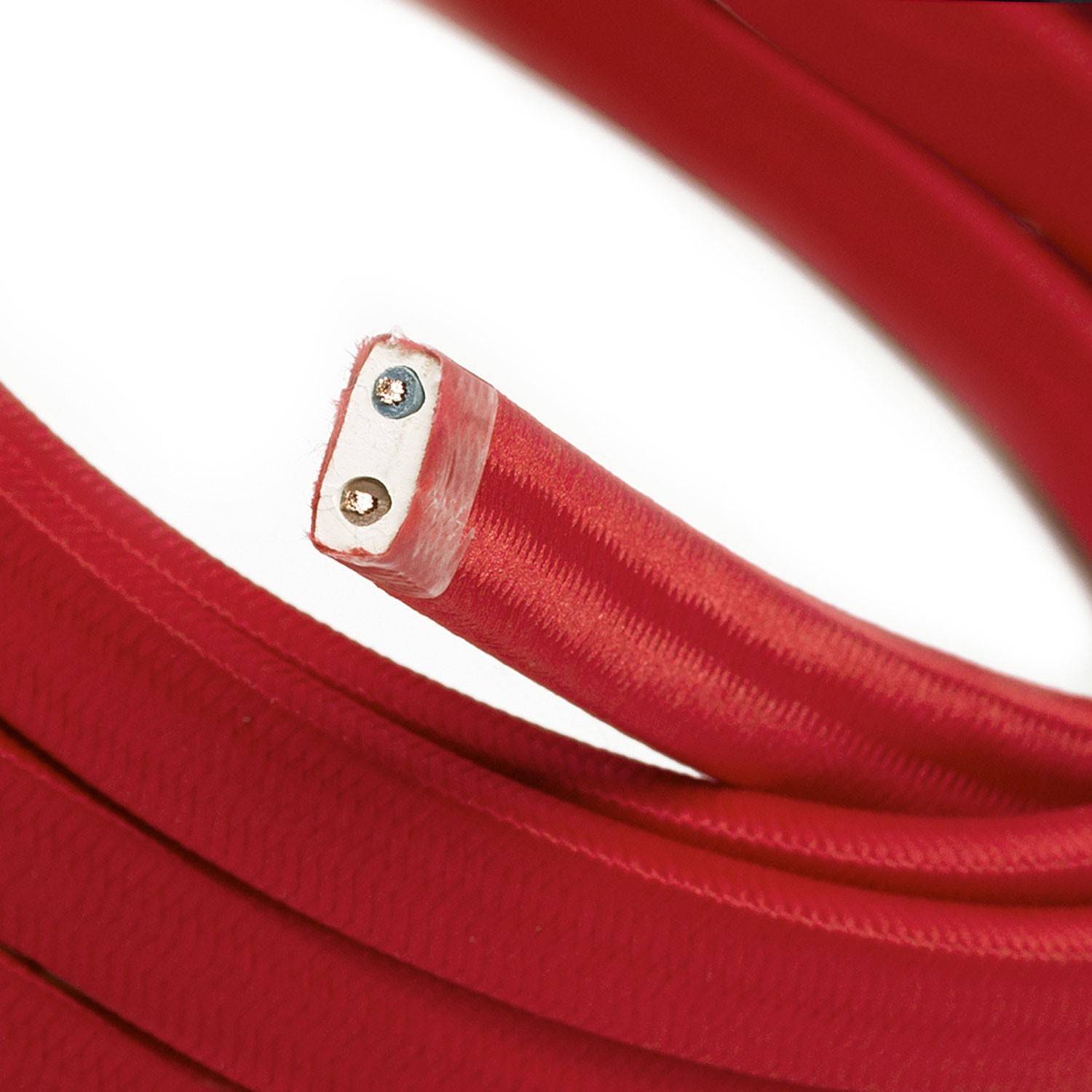 Textilní elektrický kabel pro světelný řetěz, pokrytý textílií z umělého hedvábí - Červený CM09 - UV odolný