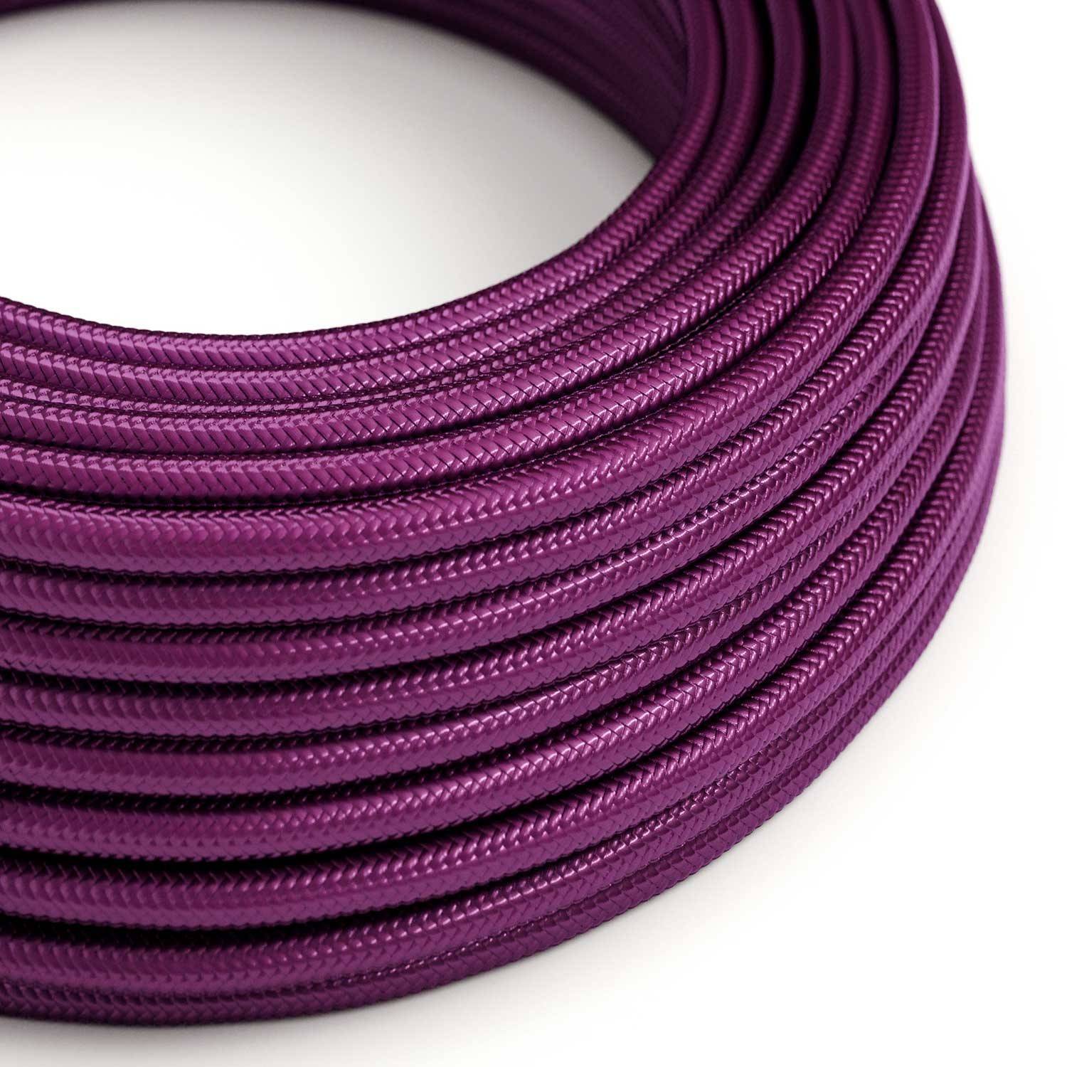 Cable Eléctrico Redondo recubierto en tejido efecto Seda Color Sólido Ultravioleta RM35