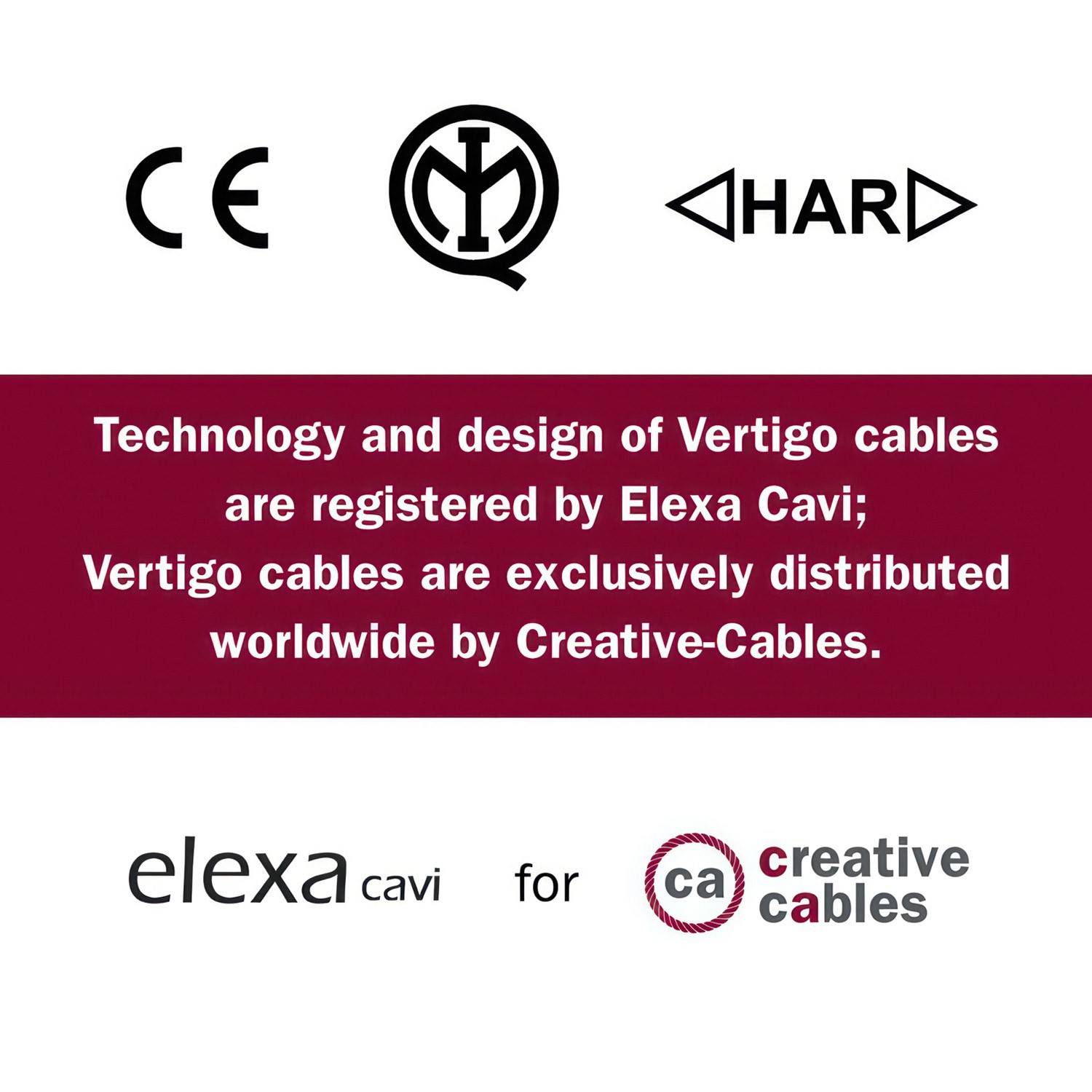 Cablu textil din bumbac cărămiziu și albastru deschis Vertigo - Creative-Cables Original - ERC36 rotund 2x0.75mm 3x0.75mm