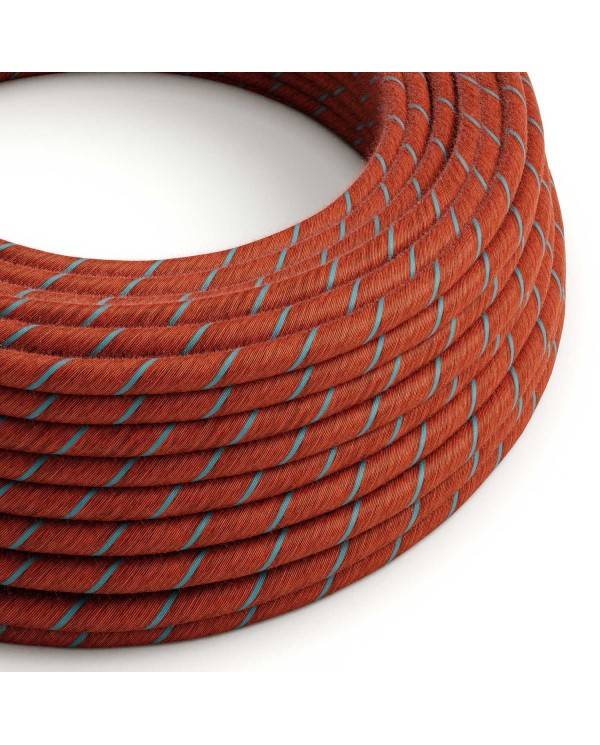 Cablu textil din bumbac cărămiziu și albastru deschis Vertigo - Creative-Cables Original - ERC36 rotund 2x0.75mm 3x0.75mm