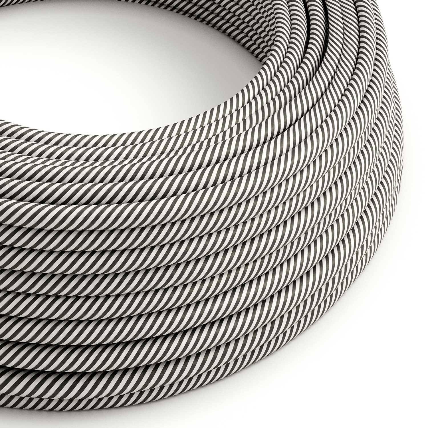 Cablu textil Glossy White și Slate Vertigo - Creative-Cables Original - ERM37 rotund 2x0.75mm / 3x0.75mm