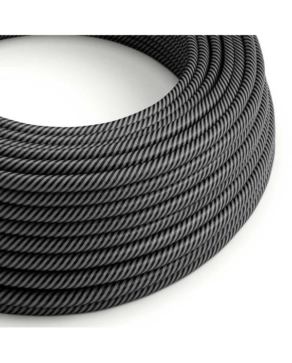 Rond strijkijzersnoer Vertigo HD bedekt met Graphite en Black Thin Stripes textiel ERM38