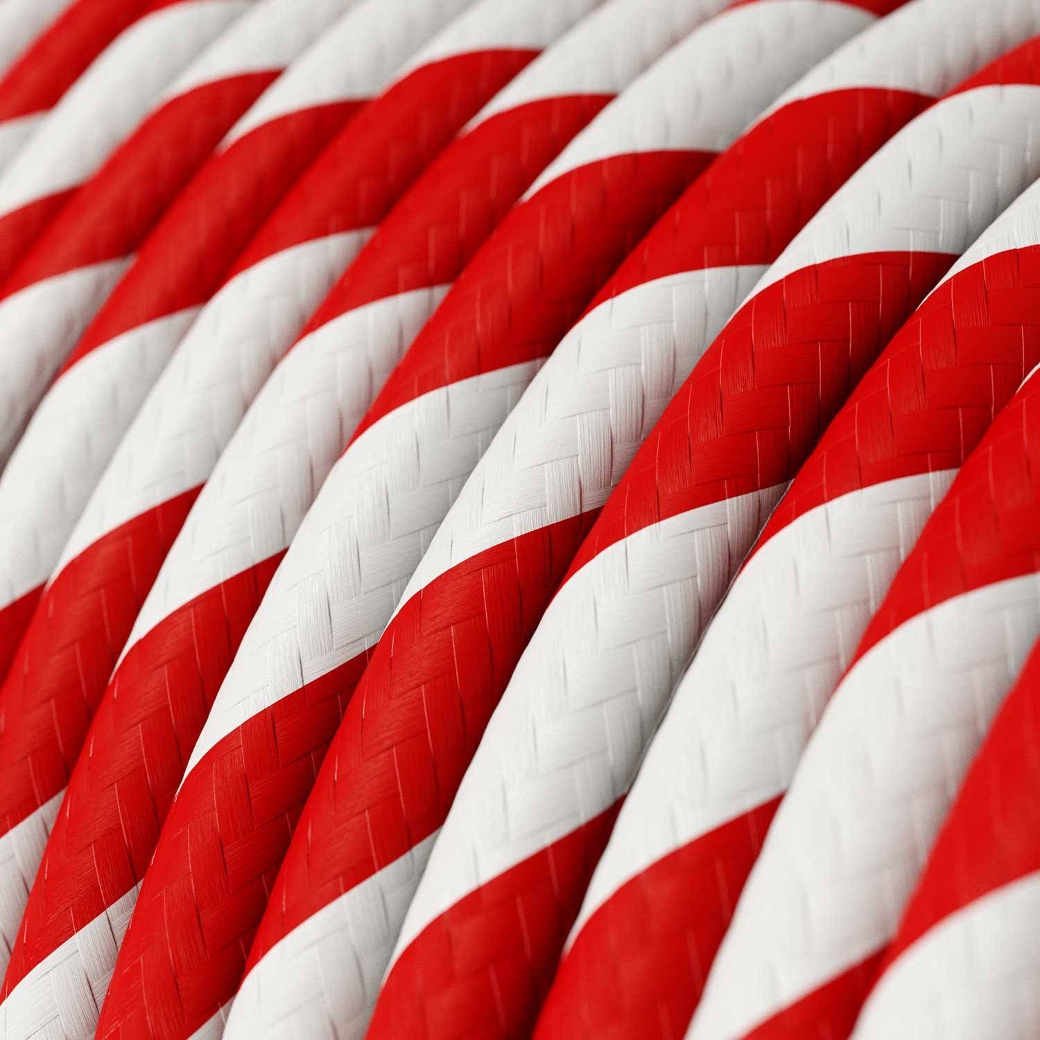 Glossy Candy Cane Vertigo Textile Cable - The Original Creative-Cables - ERM39 round 2x0.75mm / 3x0.75mm