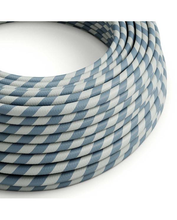 Rond strijkijzersnoer Vertigo HD bedekt met Light Blue en Avio Blue textiel ERM40