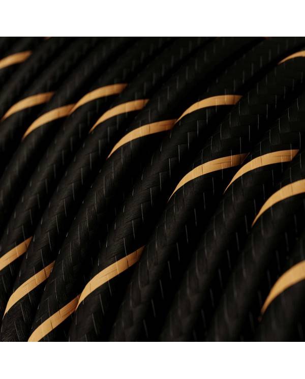 Glossy Black and Gold Vertigo Textile Cable - The Original Creative-Cables - ERM42 round 2x0.75mm / 3x0.75mm