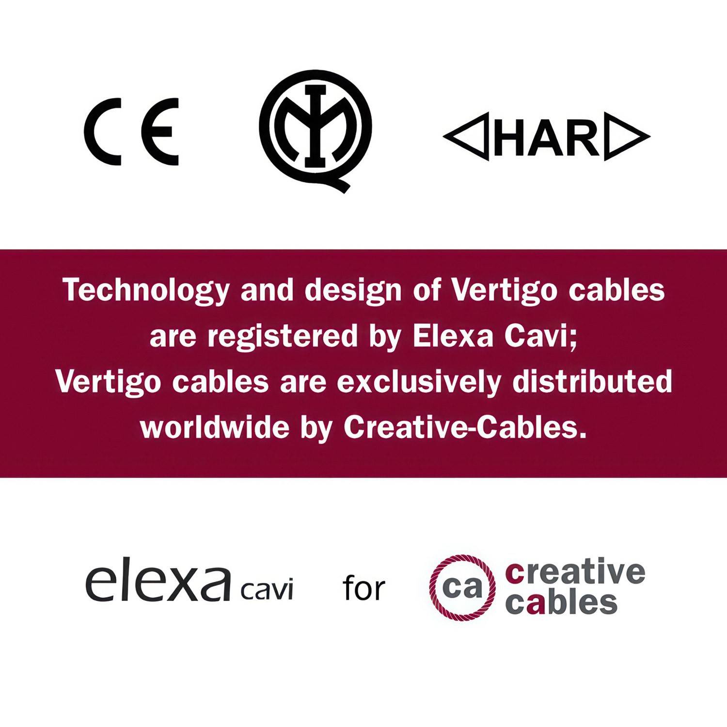 Cablu textil Vertigo lucios negru și auriu - Originalul Creative-Cables - ERM42 rotund 2x0.75mm / 3x0.75mm