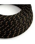 Glossy Black and Gold Vertigo Textile Cable - The Original Creative-Cables - ERM42 round 2x0.75mm / 3x0.75mm