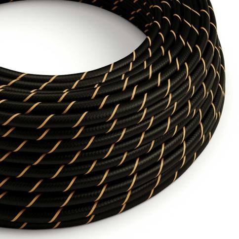 Cable Eléctrico redondo Vertigo HD recubierto en Textil Negro y Oro ERM42