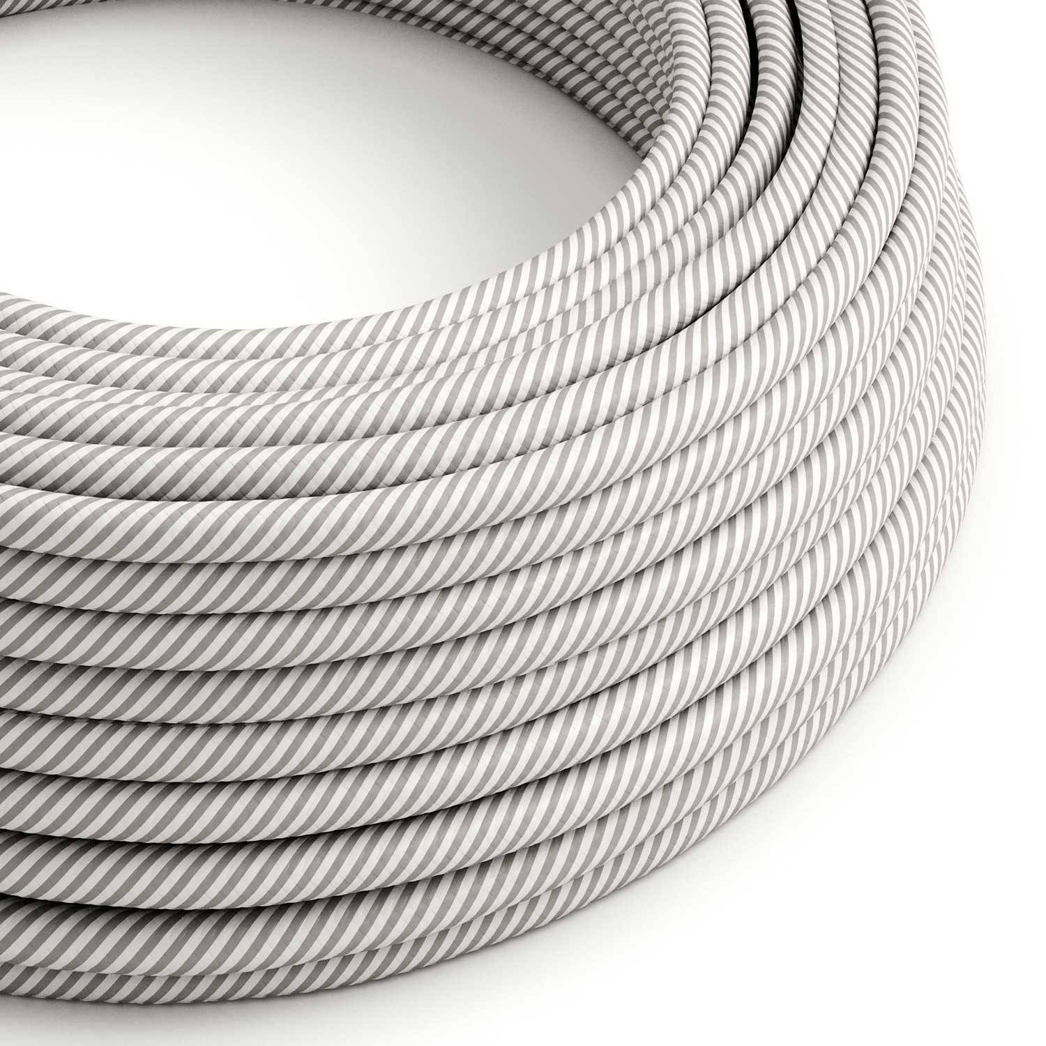 Cable Eléctrico redondo Vertigo HD recubierto en Textil Blanco y Aluminio ERM46