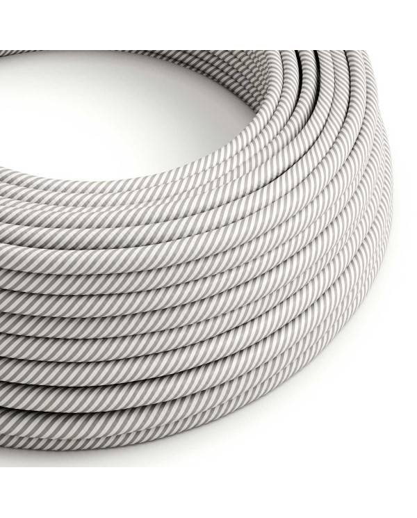 Glossy White and Aluminum Vertigo Textile Cable - The Original Creative-Cables - ERM46 round 2x0.75mm / 3x0.75mm