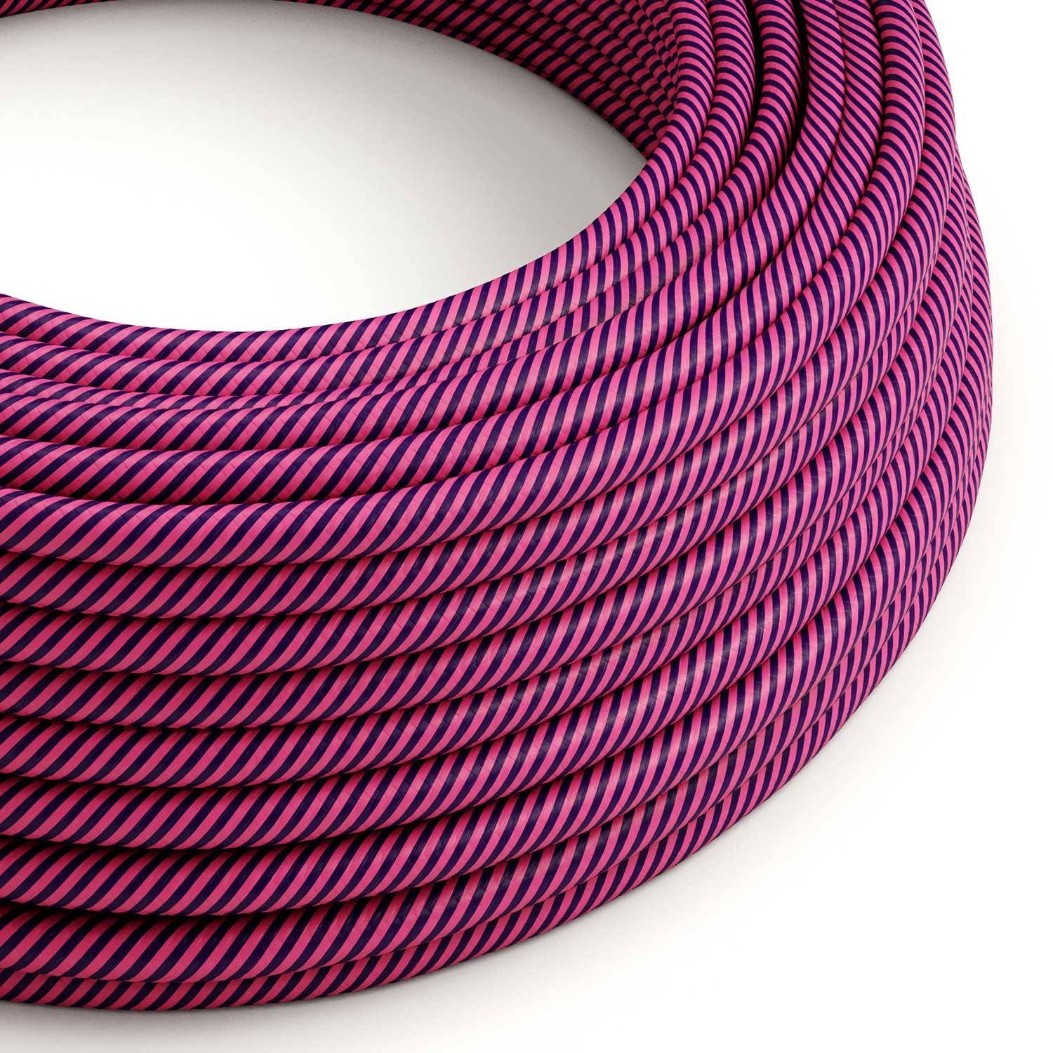 Glossy Pink and Dark Purple Vertigo Textile Cable - The Original Creative-Cables - ERM50 round 2x0.75mm / 3x0.75mm