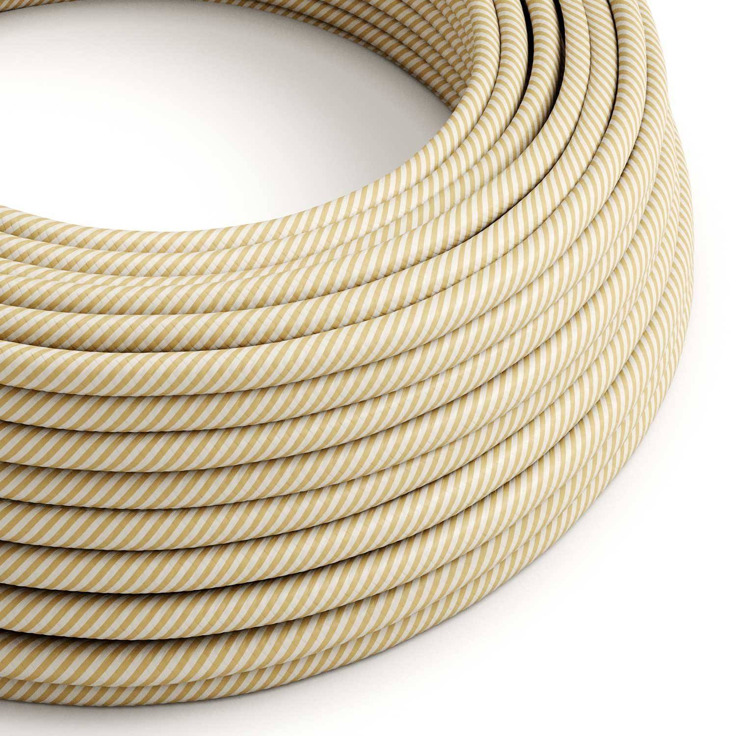 Glossy Cream and Hazelnut Vertigo Textile Cable - The Original Creative-Cables - ERM53 round 2x0.75mm / 3x0.75mm