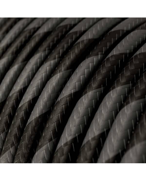 Cablu textil Vertigo lucios în nuanțe de grafit și negru cărbune - Originalul Creative-Cables - ERM54 rotund 2x0.75mm / 3x0.75mm