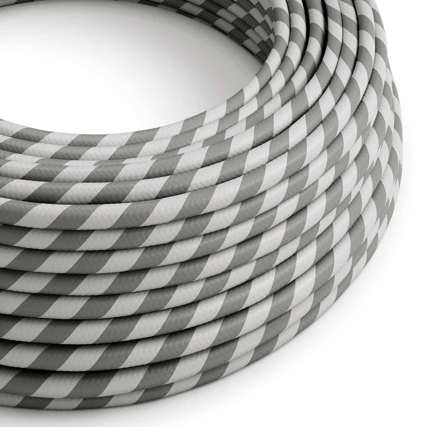 Glossy Silver and Grey Vertigo Textile Cable - The Original Creative-Cables - ERM55 round 2x0.75mm / 3x0.75mm