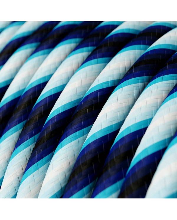 Cablu textil Glossy Blue Regimental Vertigo - Creative-Cables Original - ERM60 rotund 2x0.75mm / 3x0.75mm