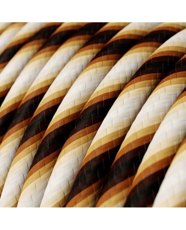 Glossy Brown Regimental Vertigo Textile Cable - The Original Creative-Cables - ERM61 round 2x0.75mm / 3x0.75mm