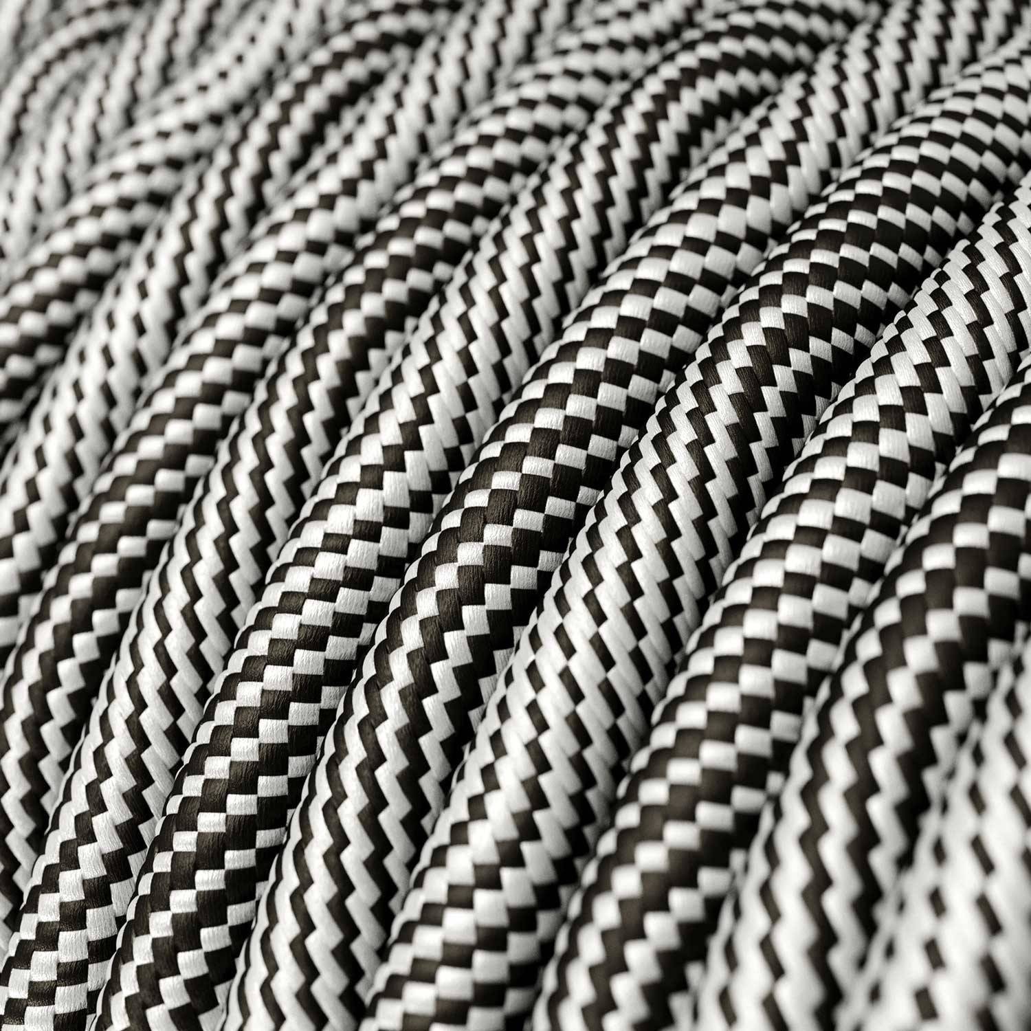 Textilkabel, Optical schwarz-silber glänzend Vertigo - Das Original von Creative-Cables - ERM64 rund 2x0.75mm / 3x0.75mm