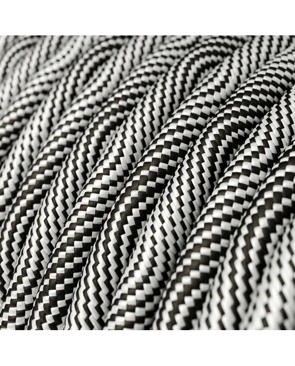 Textilkabel, Optical schwarz-silber glänzend Vertigo - Das Original von Creative-Cables - ERM64 rund 2x0.75mm / 3x0.75mm