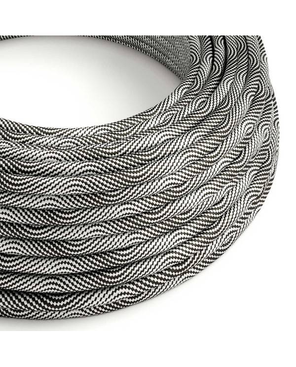 Textilkabel, Optical schwarz-silber glänzend Vertigo - Das Original von Creative-Cables - ERM64 rund 2x0.75mm / 3x0.75mm