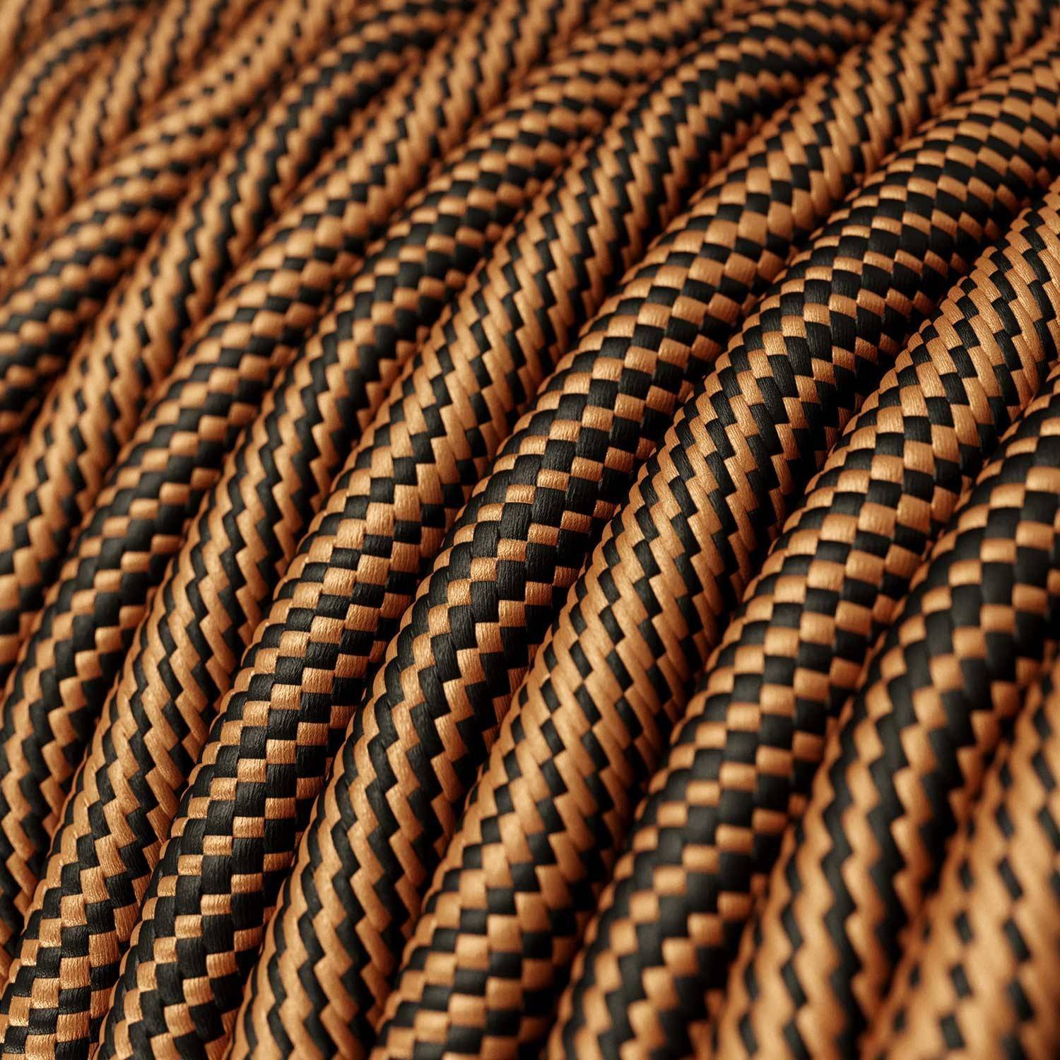 Textilkabel, Optical schwarz-kupfer glänzend Vertigo - Das Original von Creative-Cables - ERM66 rund 2x0.75mm / 3x0.75mm