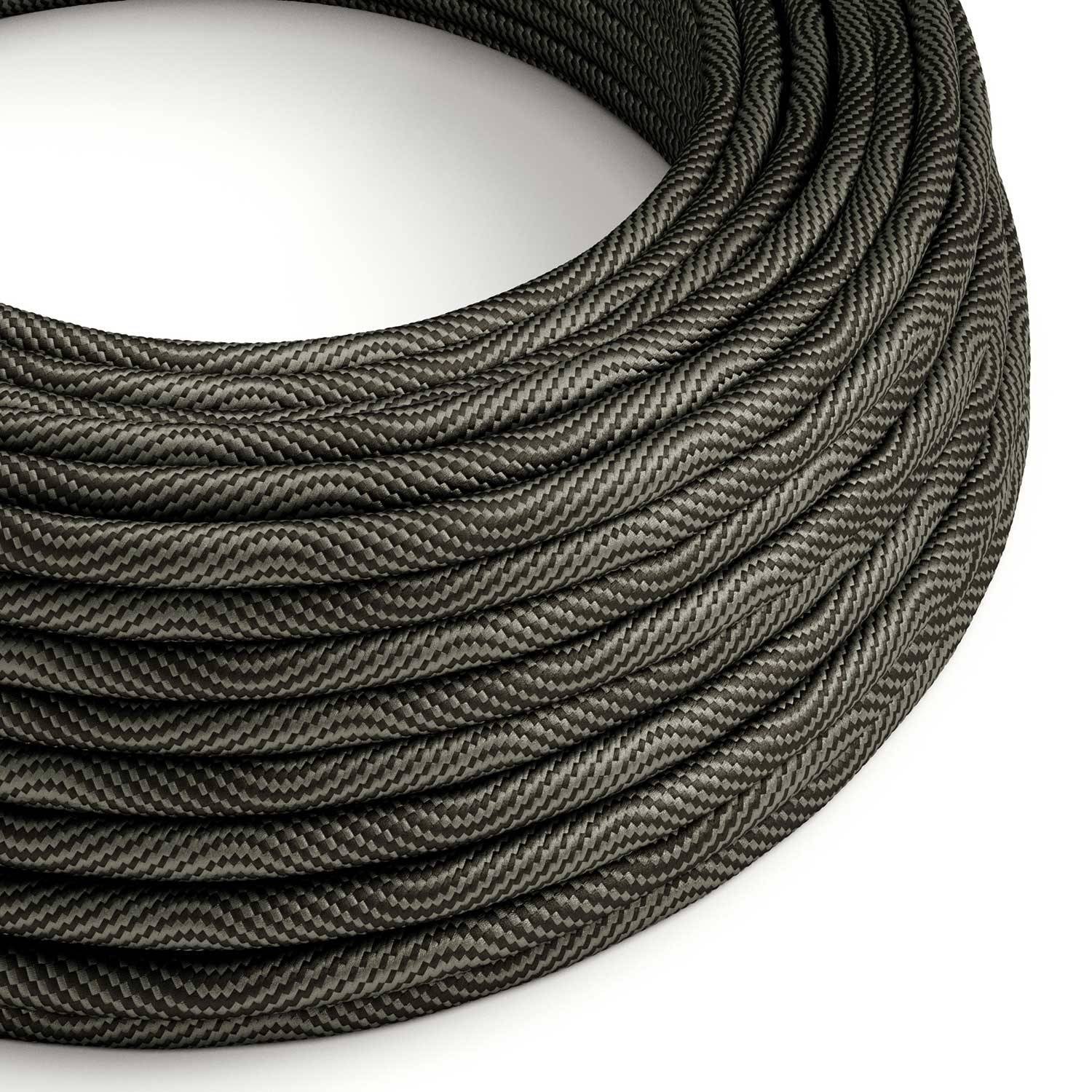 Cable Eléctrico redondo Vertigo HD recubierto en Textil Negro Óptical y Gris ERM67