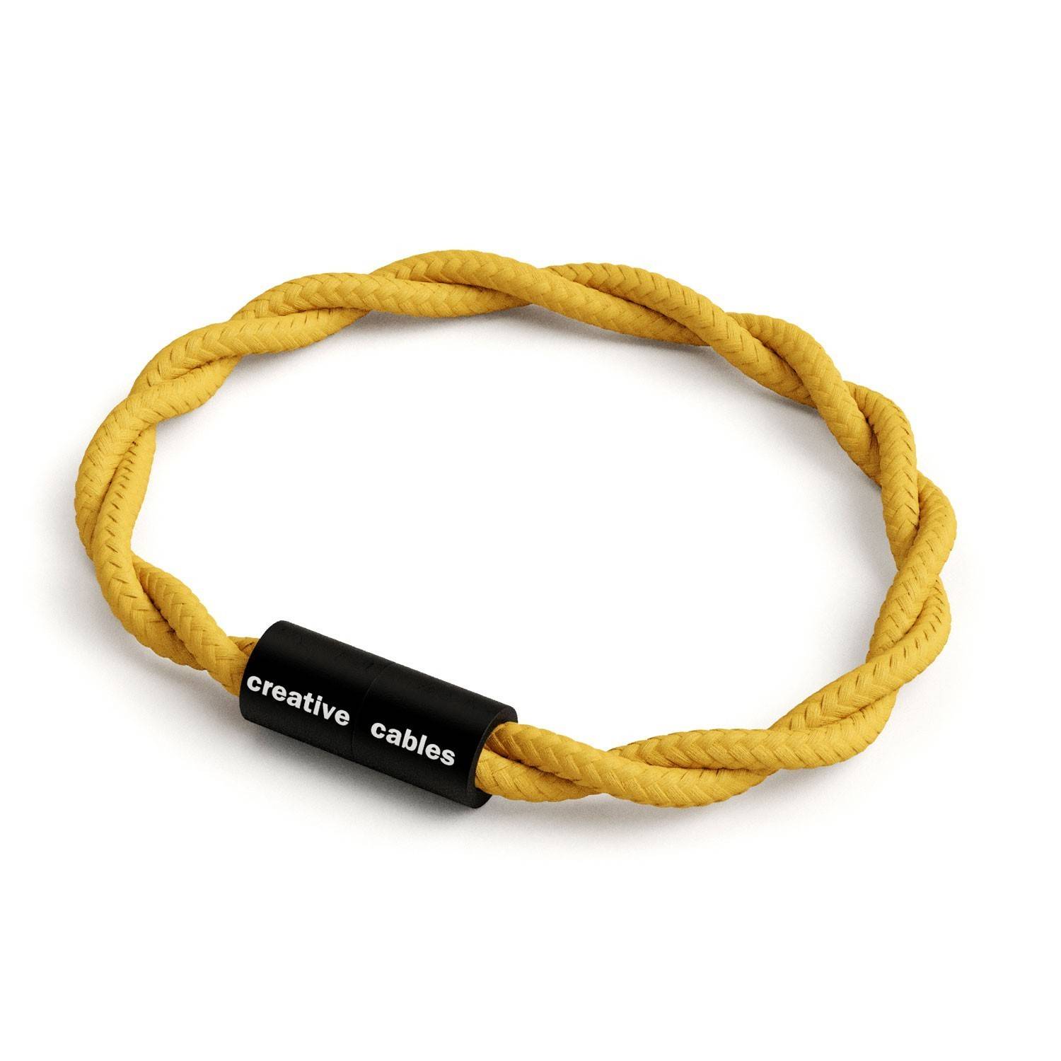 Pulsera con cierre magnético negro mate y cable TM25