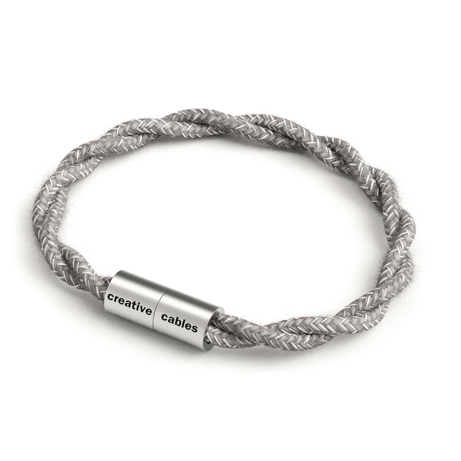 Pulsera con cierre magnético de plata mate y cable TN02