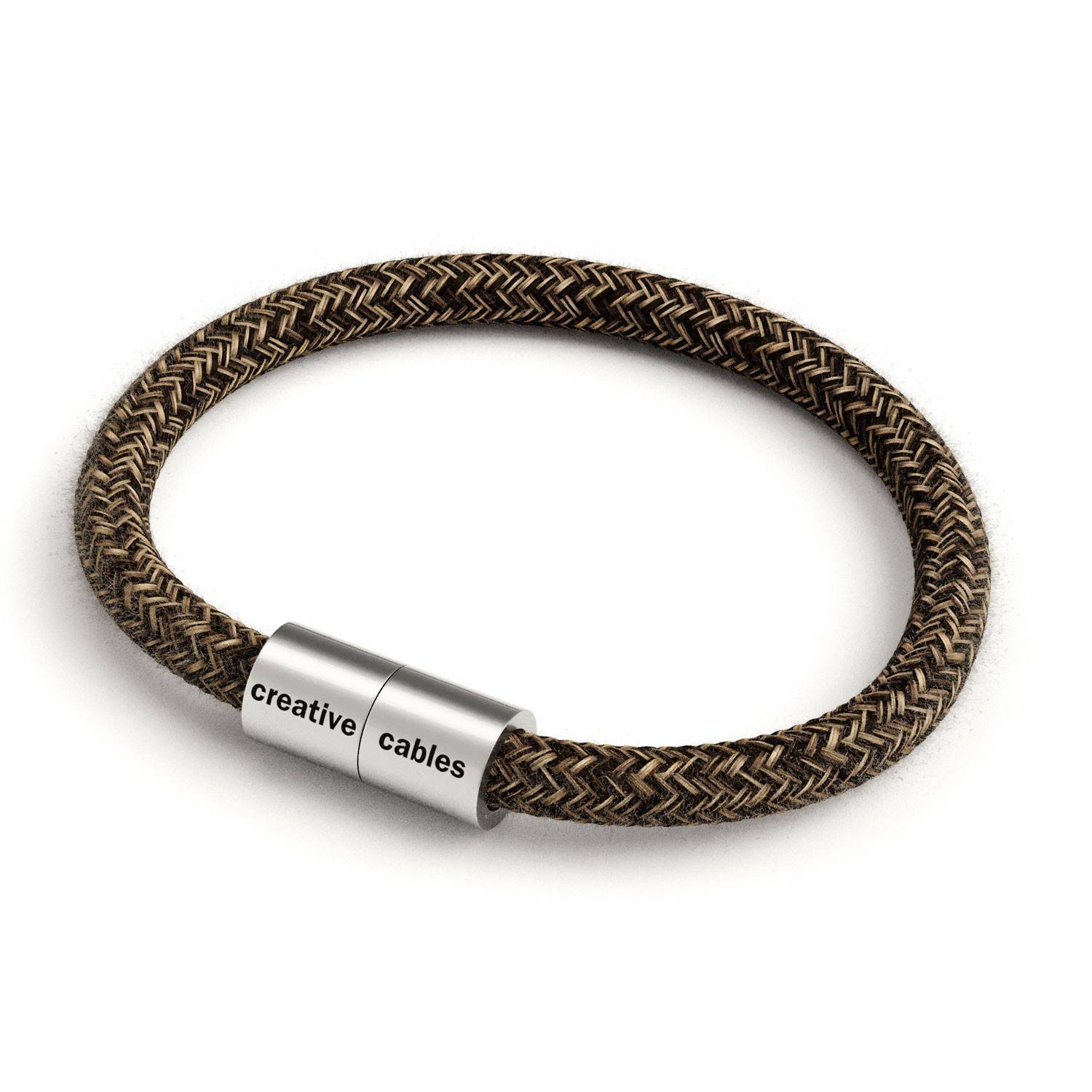 Armband av textilkabel med magnetlås - RN04 Linne Brun