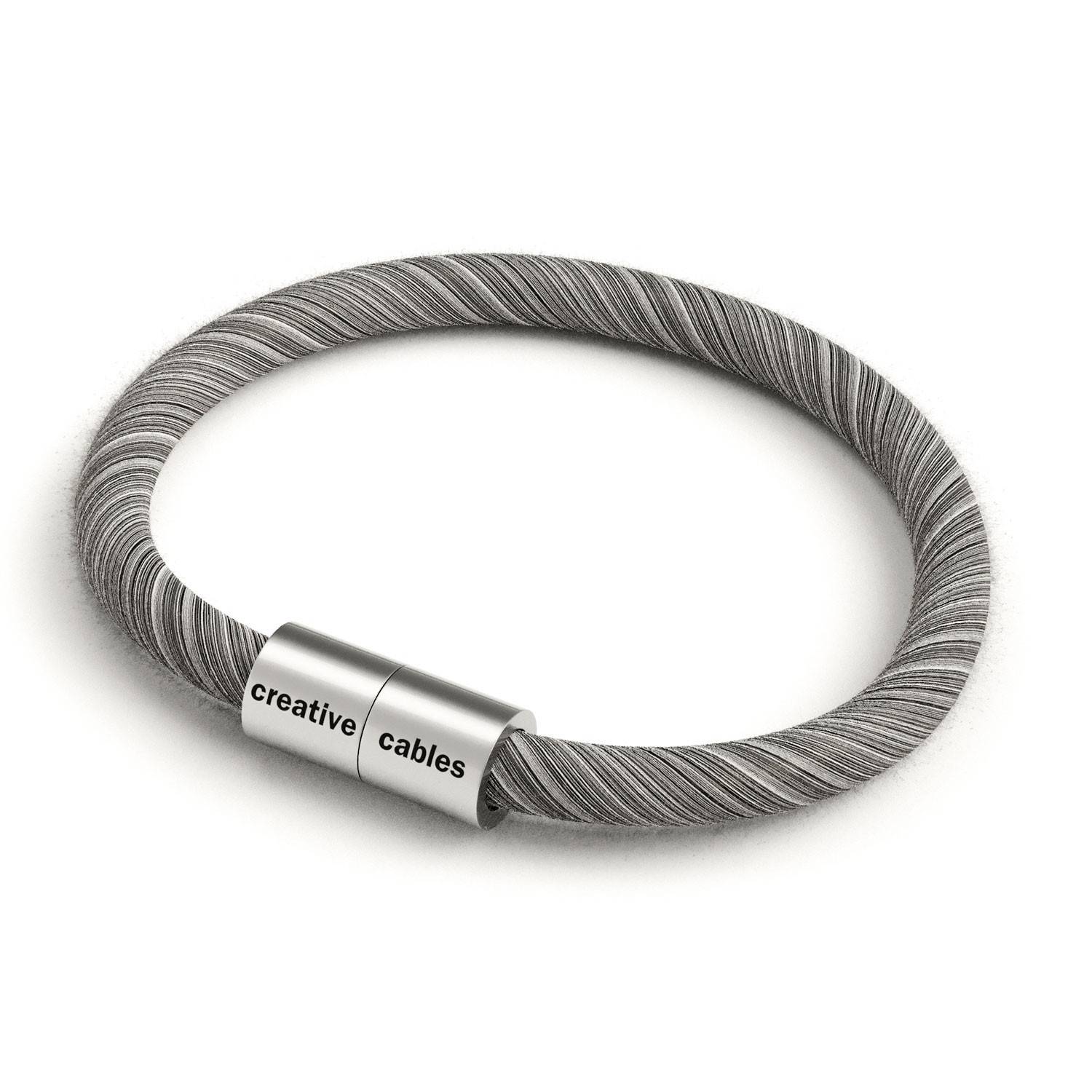 Pulsera con cierre magnético de plata mate y cable ERC37