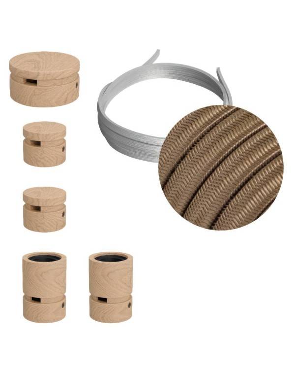 Kit Wiggle Filé System - con 3m cable textil guirnalda y 5 accesorios de madera