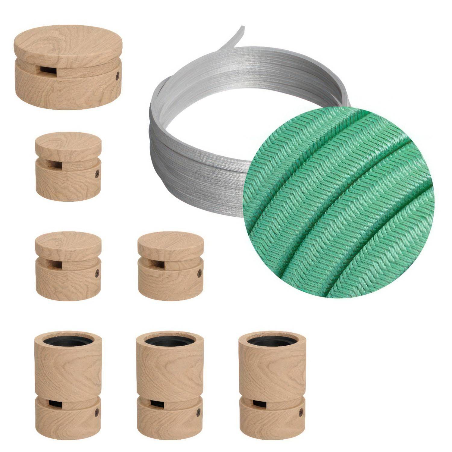 Kit Linear Filé System - con 5m cable textil guirnalda y 7 accesorios de madera