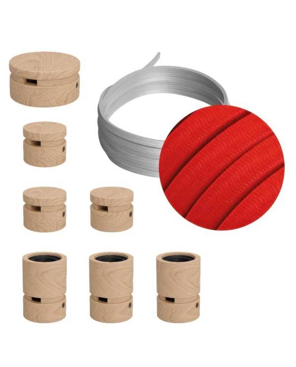Kit Linear Filé System - con 5m cable textil guirnalda y 7 accesorios de madera