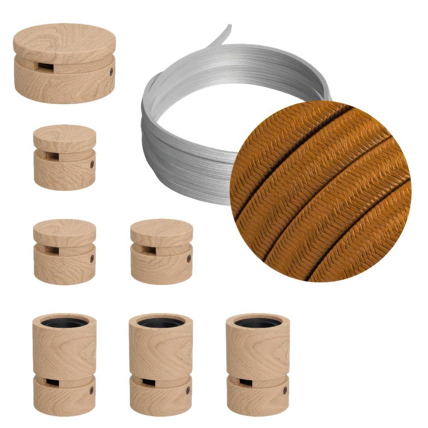 Zestaw liniowy Filé System - z 5 mm łańcuchem świetlnym i 7 drewnianymi uchwytami do wnętrz