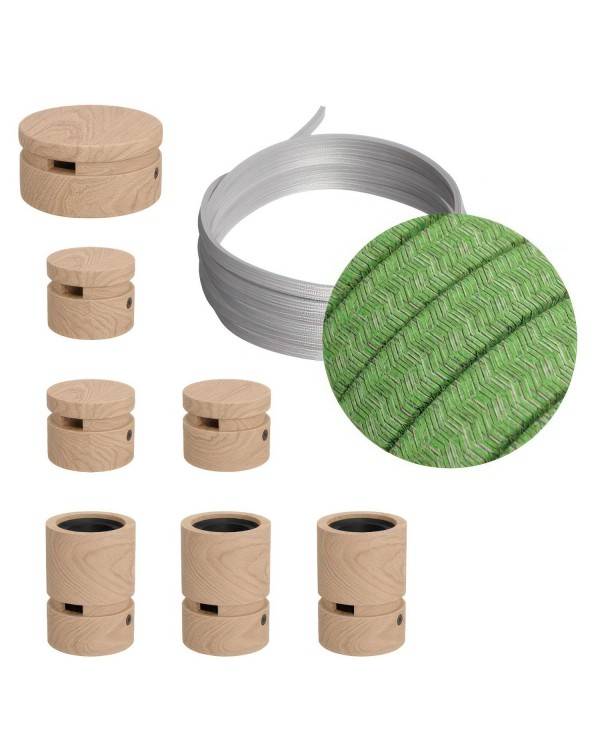 Kit Linear Filé System - con 5m cable textil guirnalda y 7 accesorios de madera