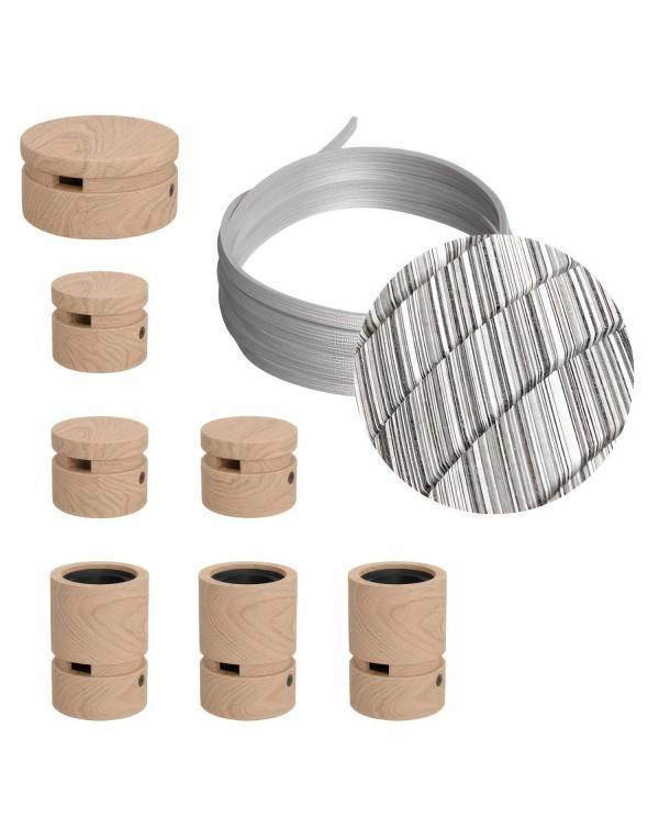 Kit Linear Filé System - con 5m cable textil guirnalda y 7 accesorios de madera