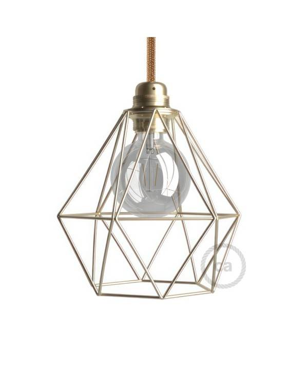 Naked light bulb cage metal lampshade Diamond with E27 fitting