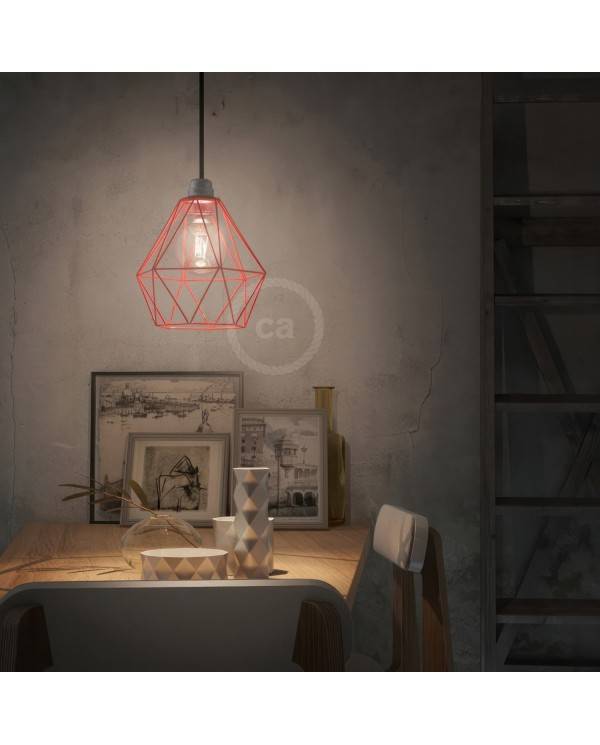 Naked light bulb cage metal lampshade Diamond with E27 fitting