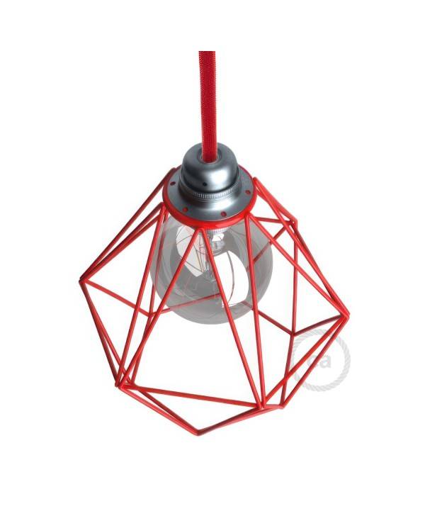 Naked light bulb cage metal lampshade Diamond with E27 fitting